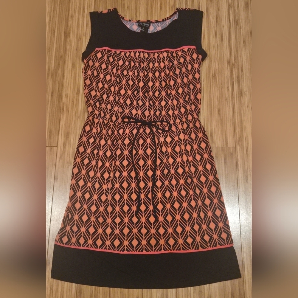 NWOT Enfocus Studio Geometric Black and Orange Dress